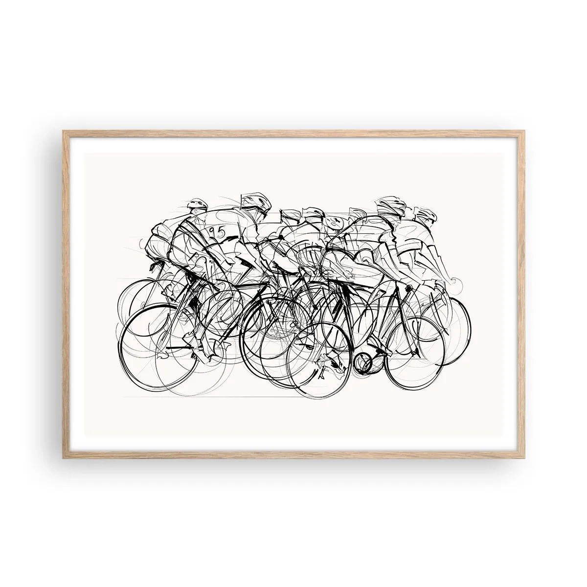 Pôster com moldura de carvalho claro - Juntos como uma equipa - 100x70 cm