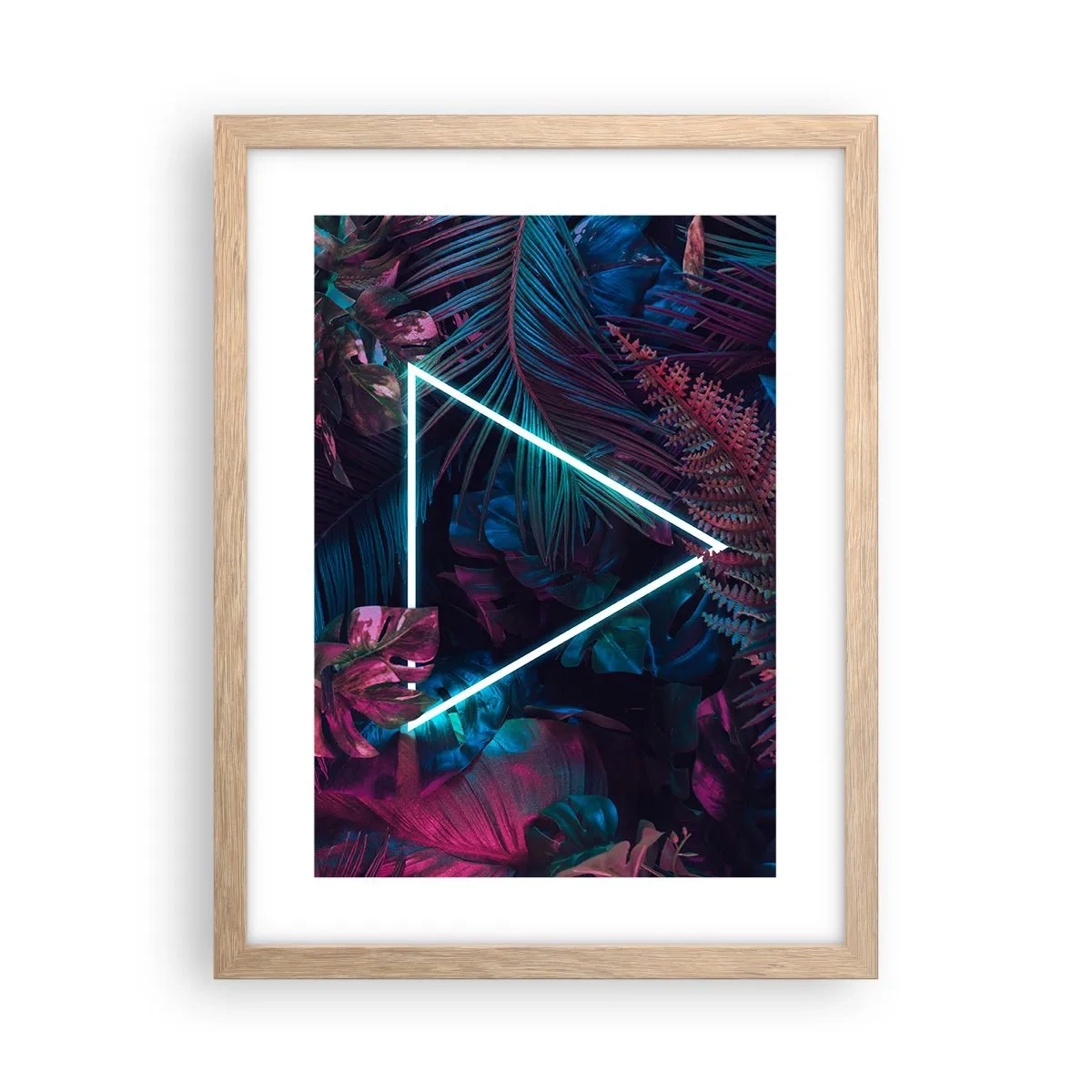 Pôster com moldura de carvalho claro - Jardim estilo discoteca - 30x40 cm
