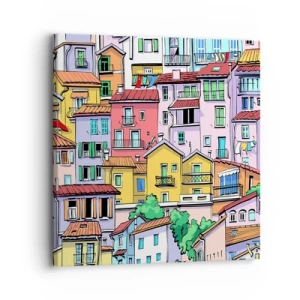 Quadro em tela - Cidade divertida - 30x30 cm