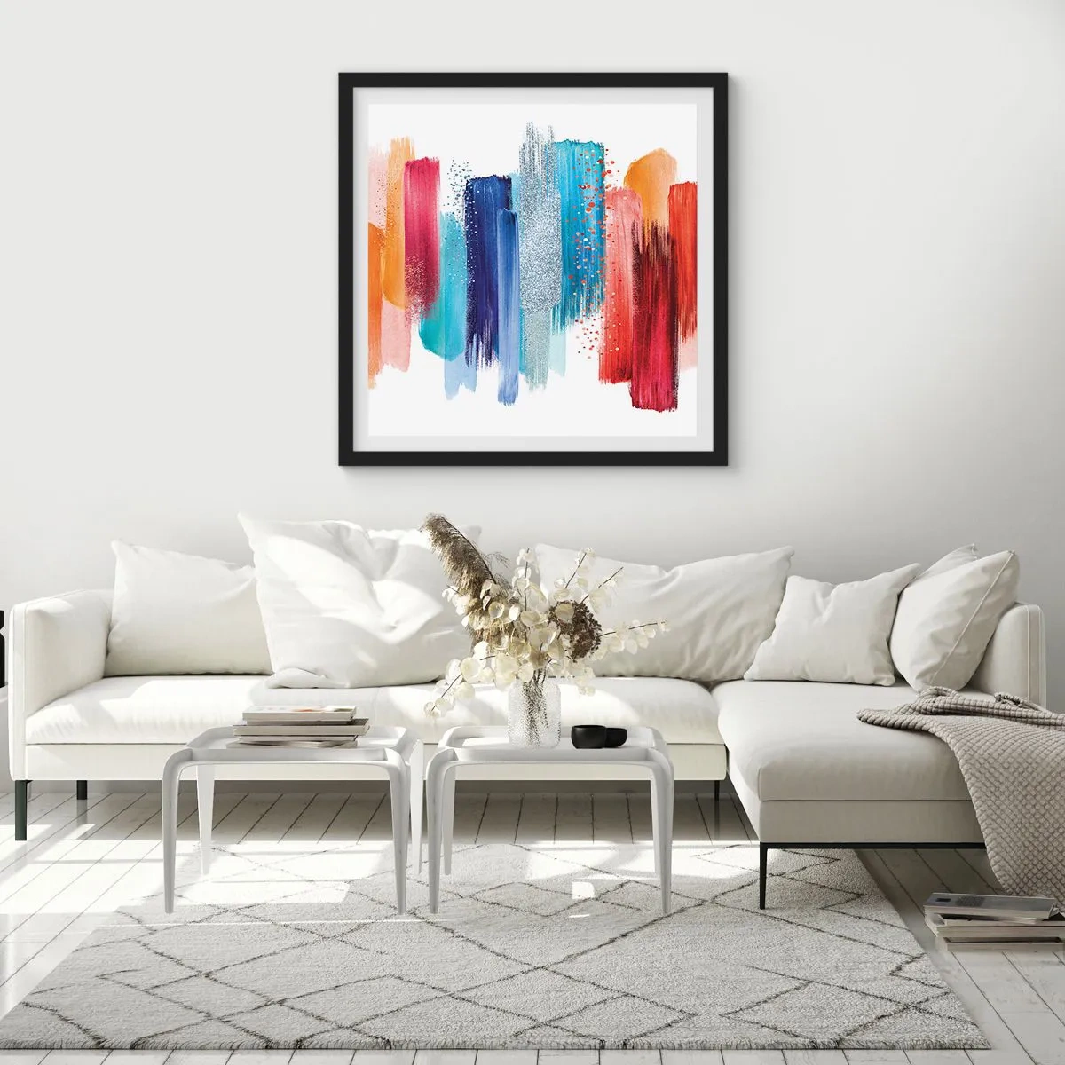 Pôster com moldura preta - Para cima e para baixo  - 40x40 cm