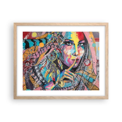 Pôster com moldura de carvalho claro - Fique em silêncio até compreender - 50x40 cm