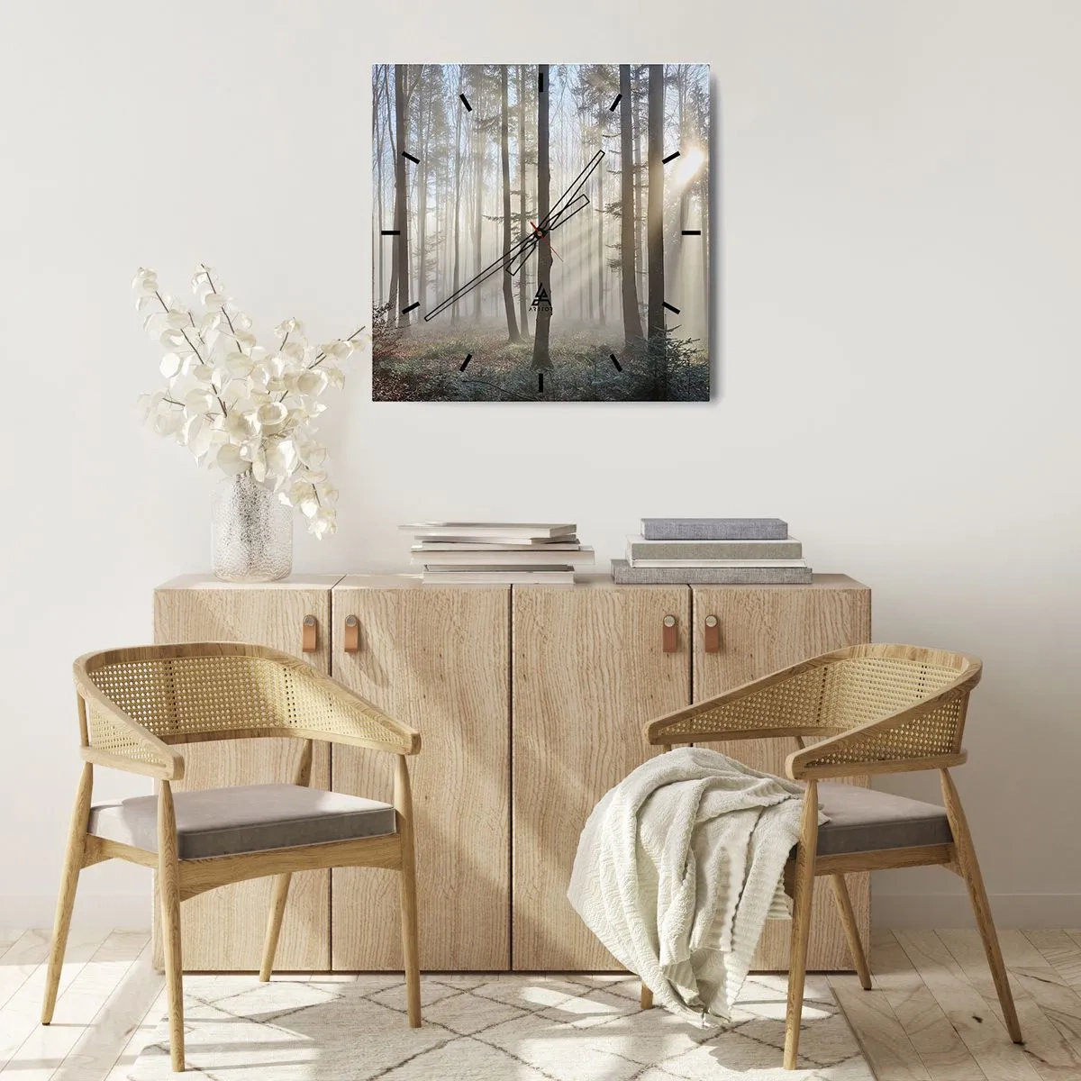 Relógio de parede - Relógio em vidro - O nevoeiro também acordou - 30x30 cm