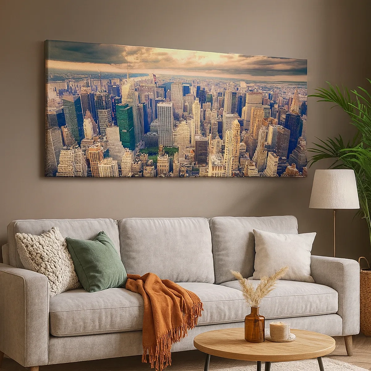 Quadro em tela - Metrópole dourada - 30x30 cm