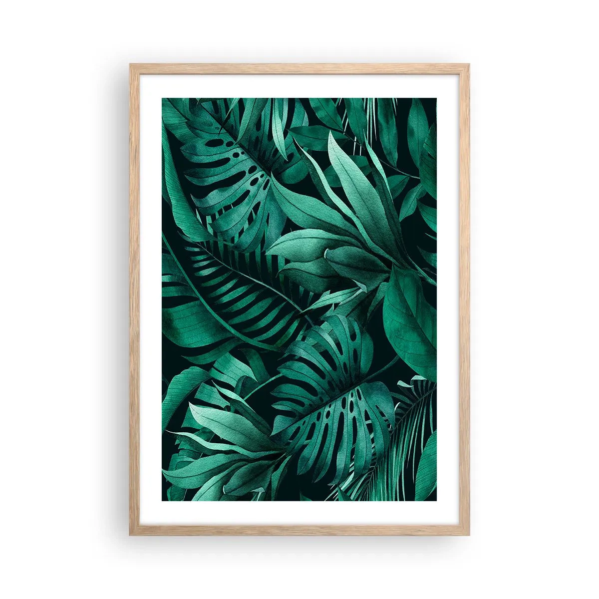 Pôster com moldura de carvalho claro - A profundidade da vegetação tropical - 50x70 cm