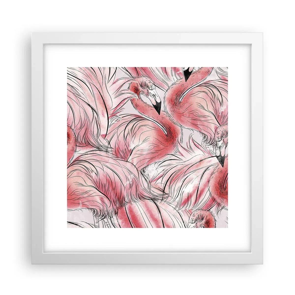 Pôster em moldura branca - Bird corps de ballet - 30x30 cm