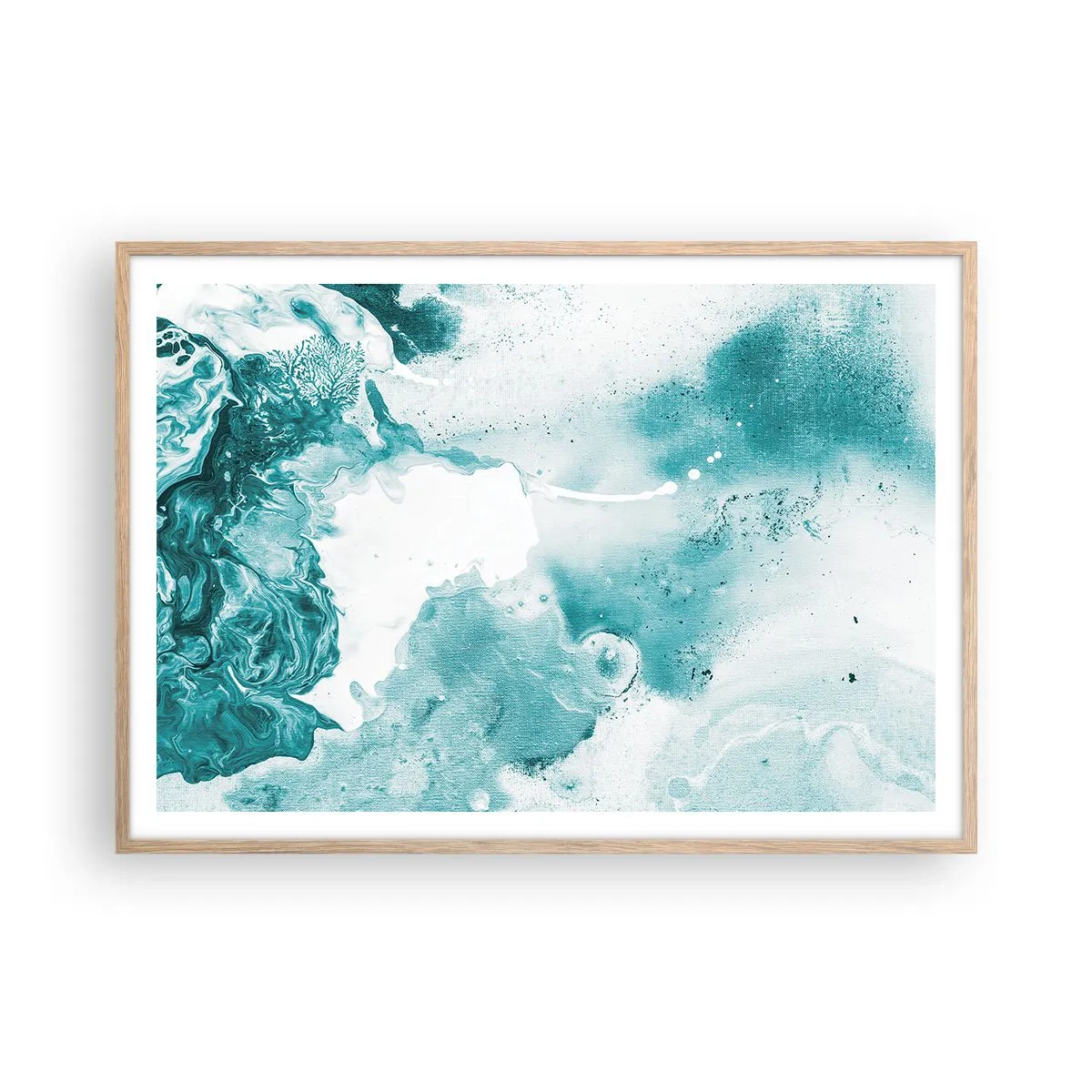 Pôster com moldura de carvalho claro - Inundado em azul - 100x70 cm