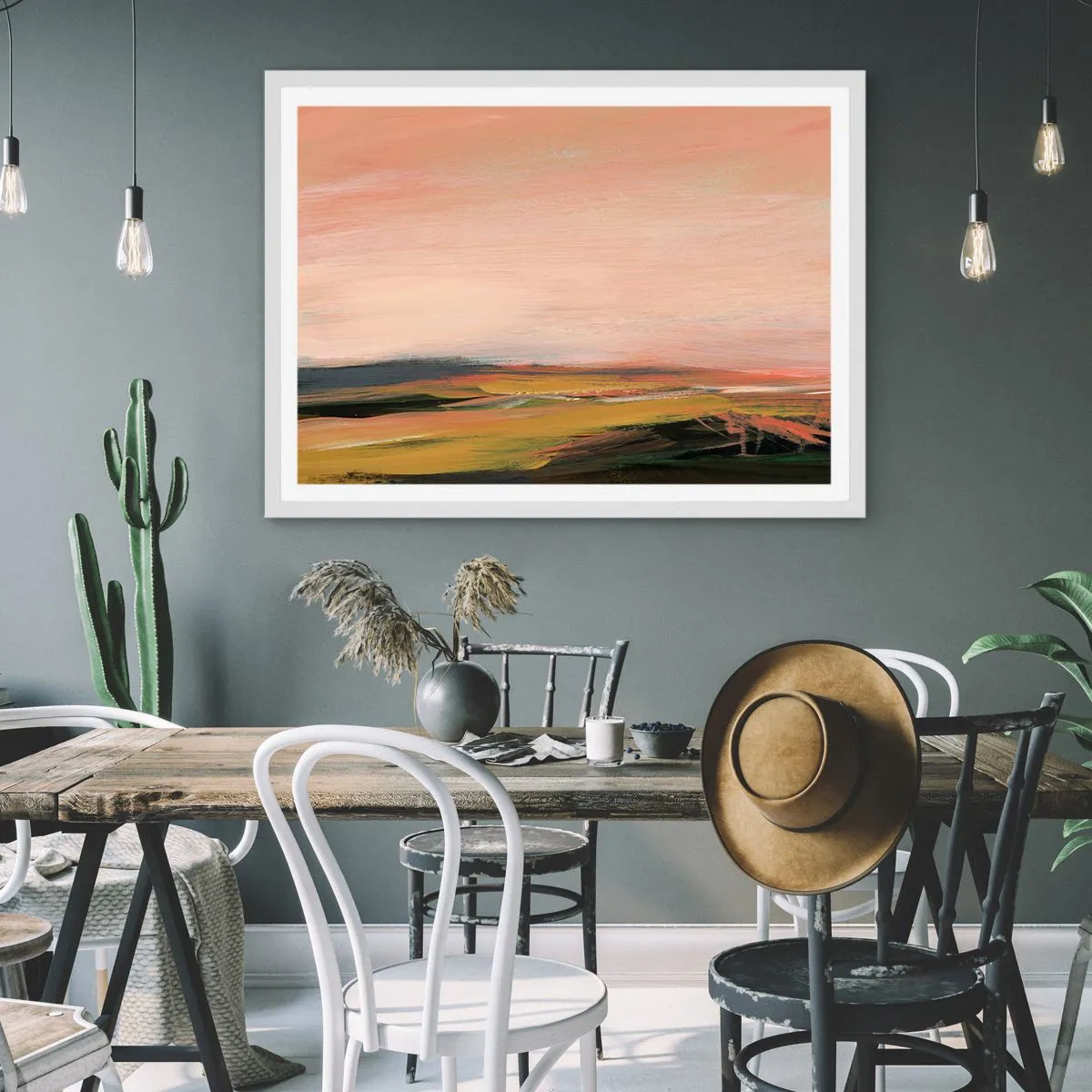 Pôster em moldura branca - Em tons rosa - 91x61 cm