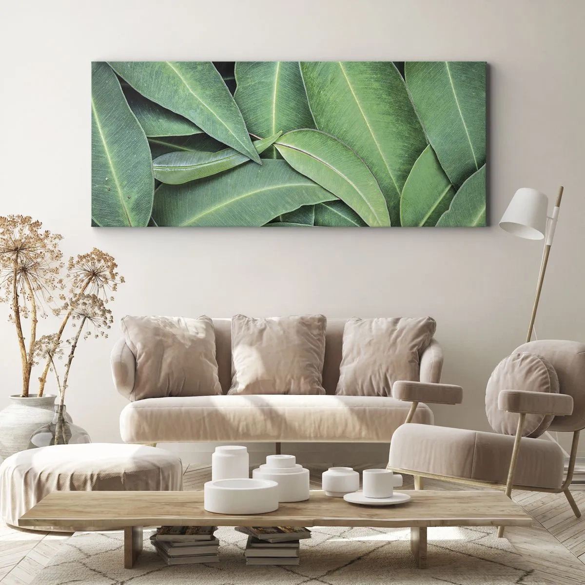 Quadro em tela - Suculentas e frescas - 100x40 cm