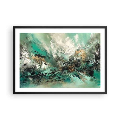 Pôster com moldura preta - Surf esmeralda e preto - 70x50 cm