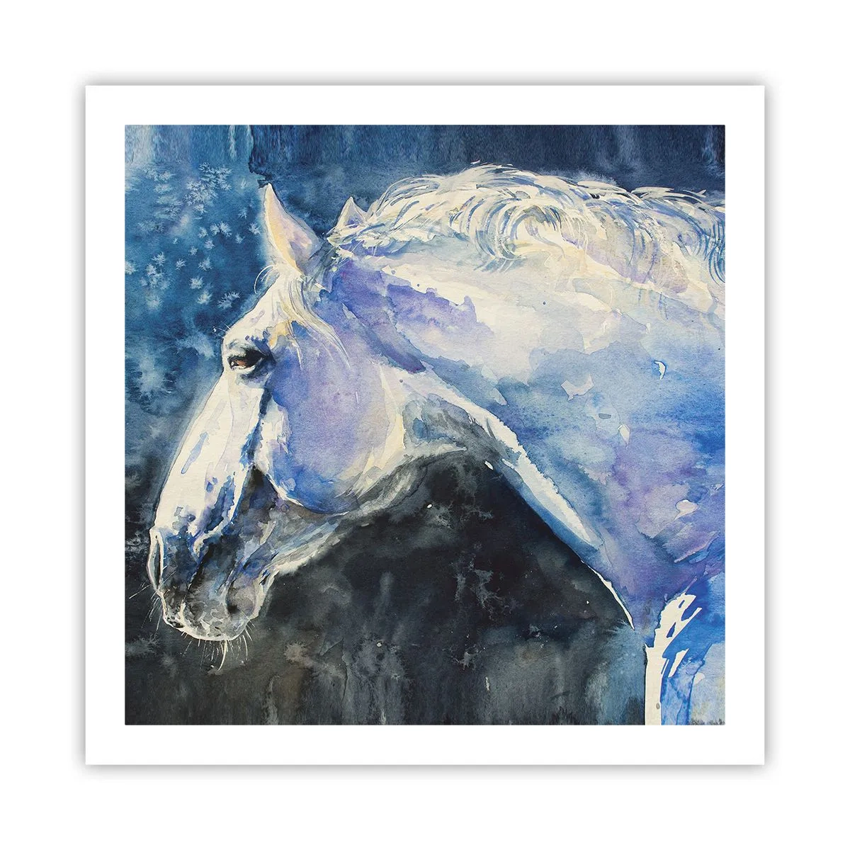 Pôster - Retrato com um brilho azul - 60x60 cm