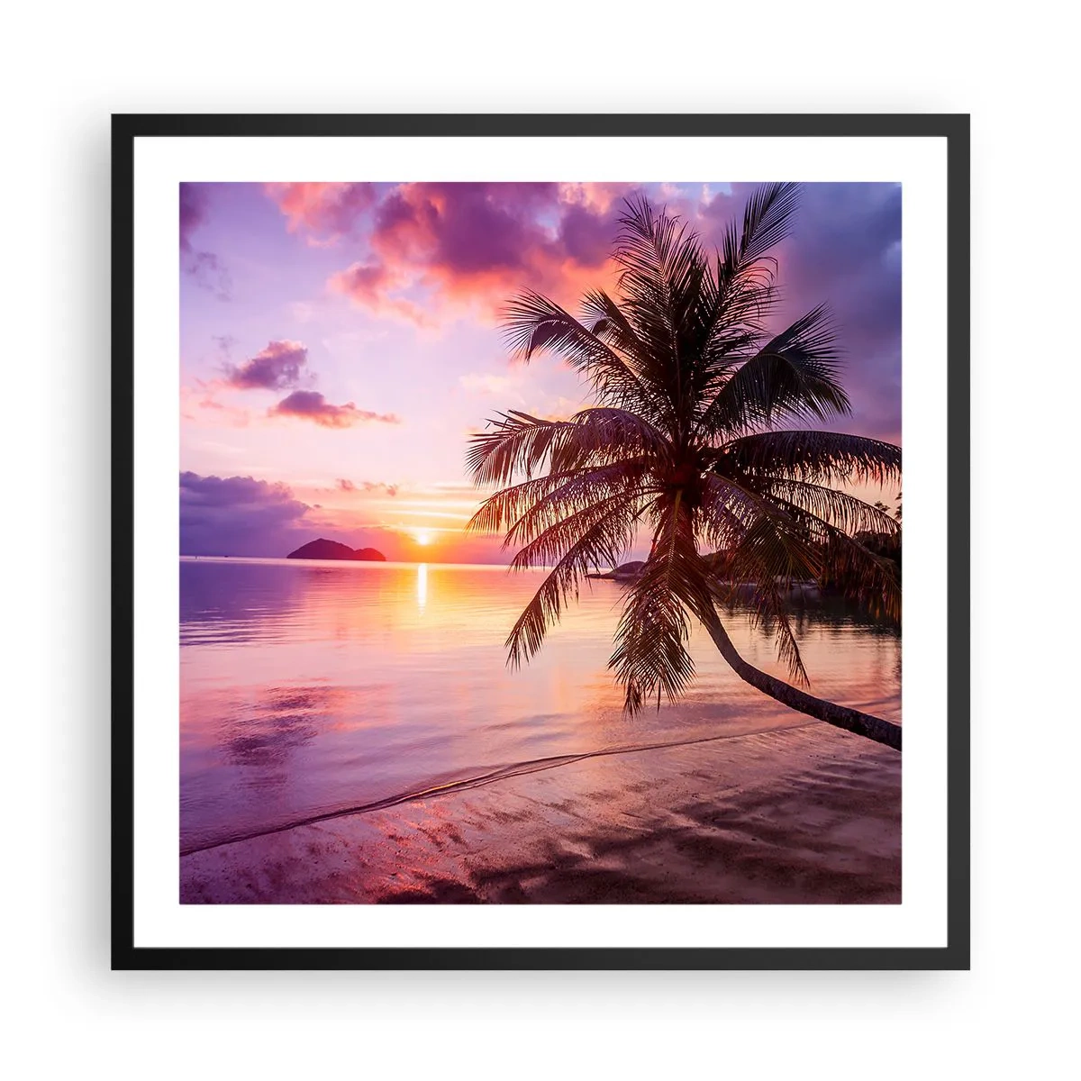 Pôster com moldura preta - Felicidade no horizonte - 60x60 cm