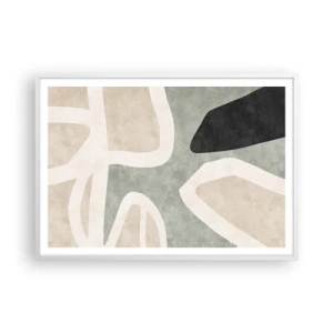 Pôster em moldura branca - Composição com motivo preto - 100x70 cm