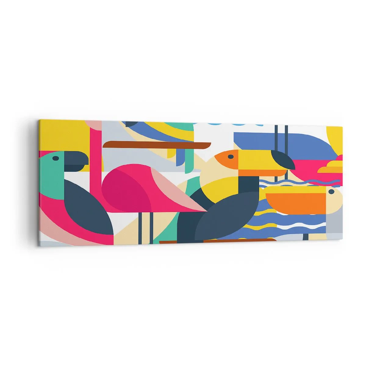 Quadro em tela - A festa dos pássaros - 140x50 cm