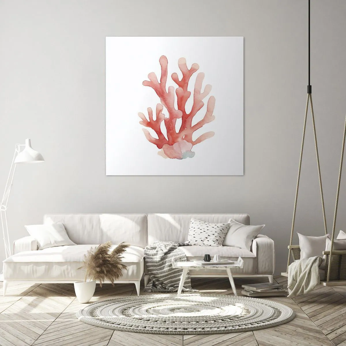 Quadro em tela - Coral de cor coral - 30x30 cm