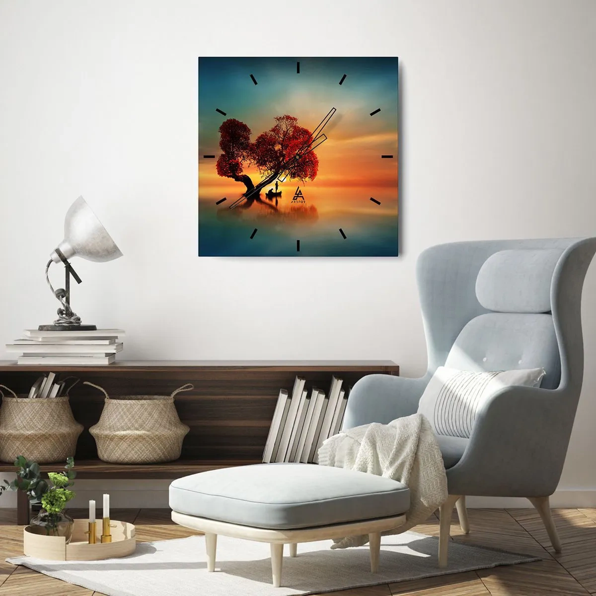 Relógio de parede - Relógio em vidro - A distância e o silêncio do mundo - 40x40 cm