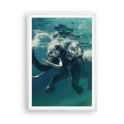 Pôster em moldura branca - Todo mundo gosta de nadar - 70x100 cm