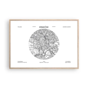 Pôster com moldura de carvalho claro - Anatomia de Cracóvia - 100x70 cm