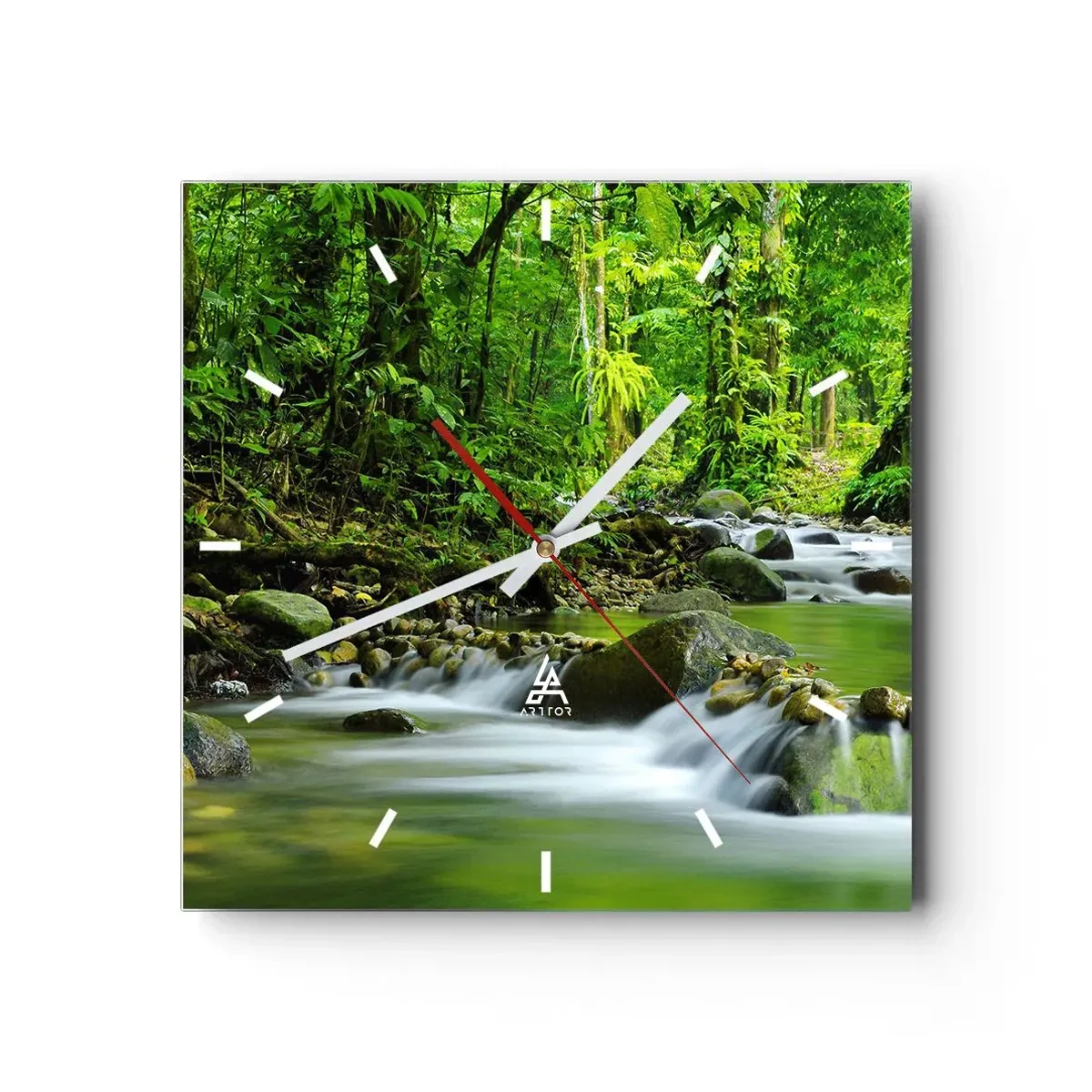 Relógio de parede - Relógio em vidro - Navegar no mar de vegetação - 40x40 cm