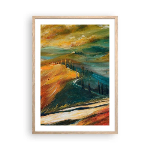 Pôster com moldura de carvalho claro - Paisagem da Toscana - 50x70 cm