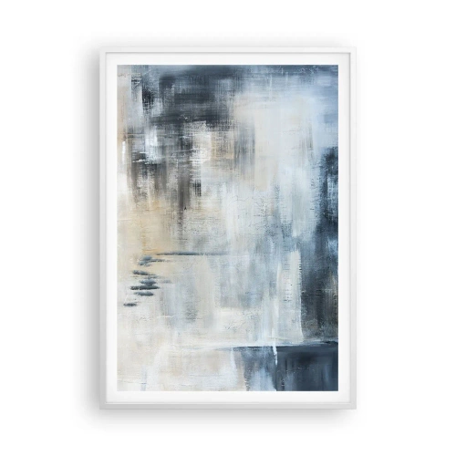 Pôster em moldura branca - Atrás da cortina azul - 70x100 cm