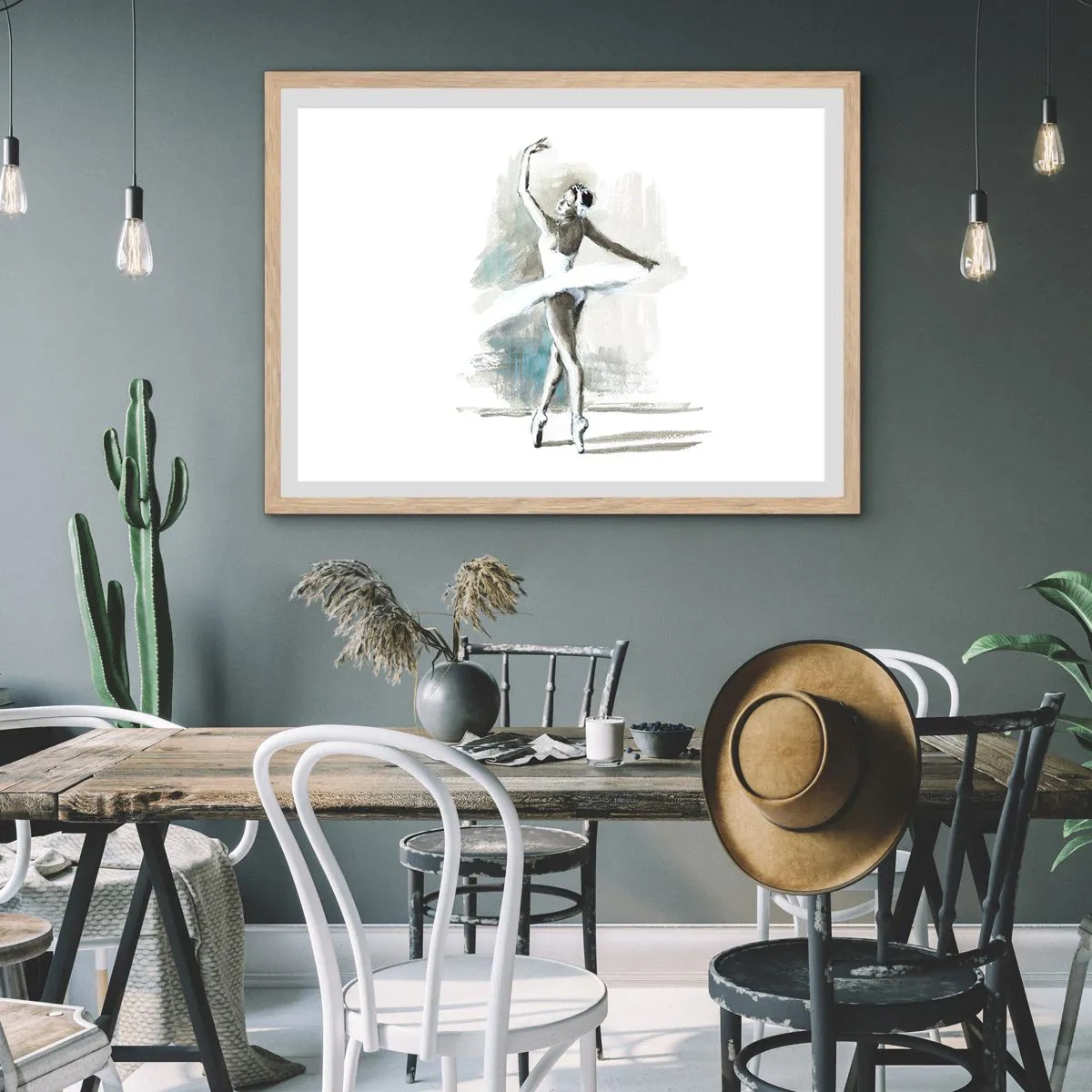 Pôster com moldura de carvalho claro - Encantada num cisne - 100x70 cm