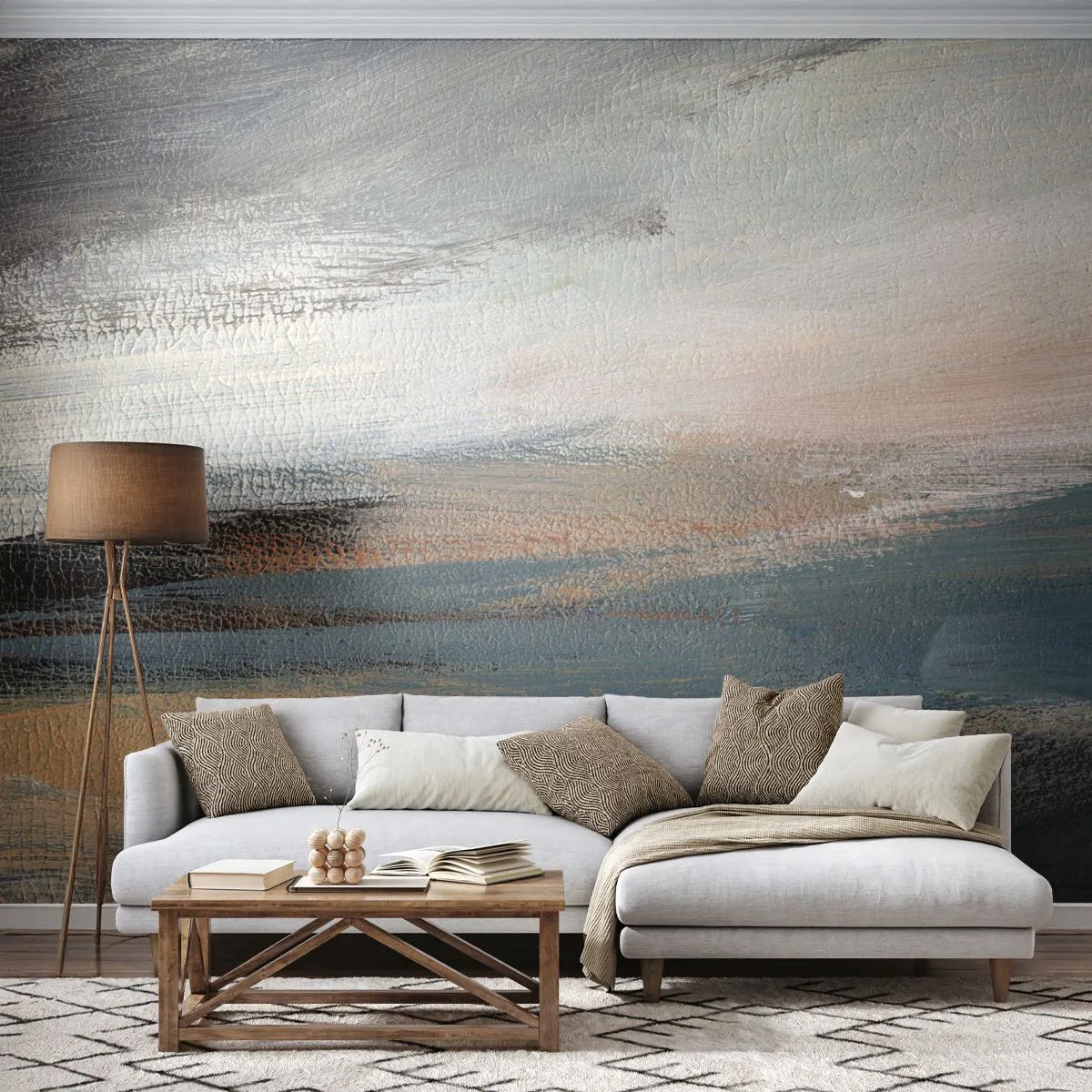 Papel de Parede Premium Canvas - Abstração: paisagem do norte - Pedaço, Abstração, Minimalismo - 250x175 cm