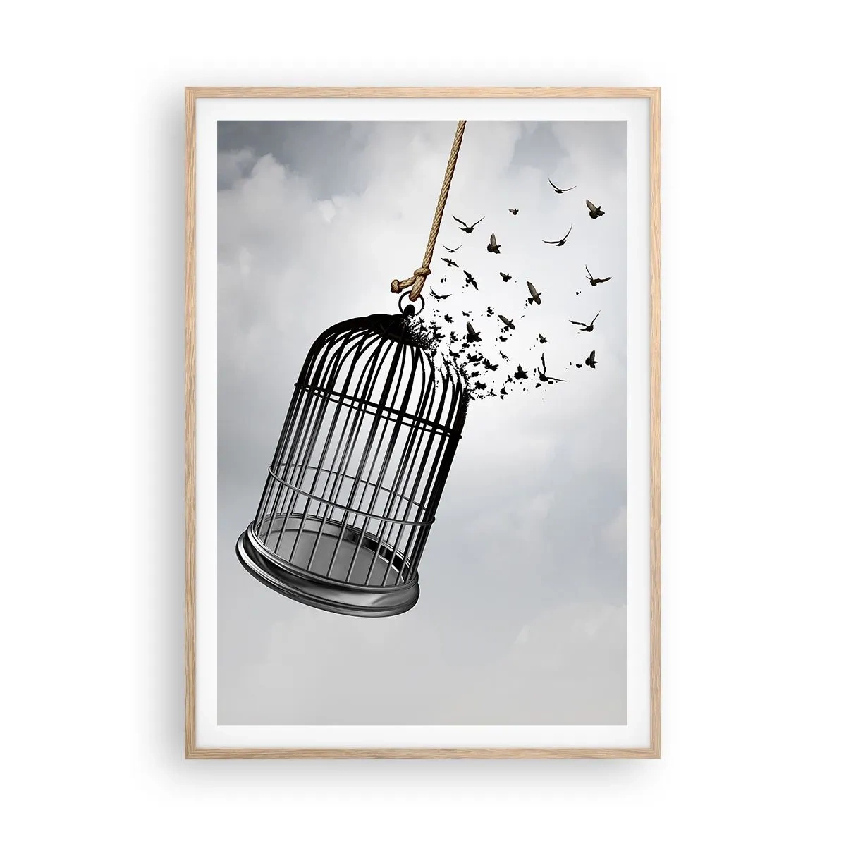 Pôster com moldura de carvalho claro - Fé... Esperança... Liberdade! - 70x100 cm