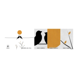 Amostra de papel de parede Premium Sand - A noite dos rouxinóis - Abstração, Pássaros, Gráficos - 100x30 cm