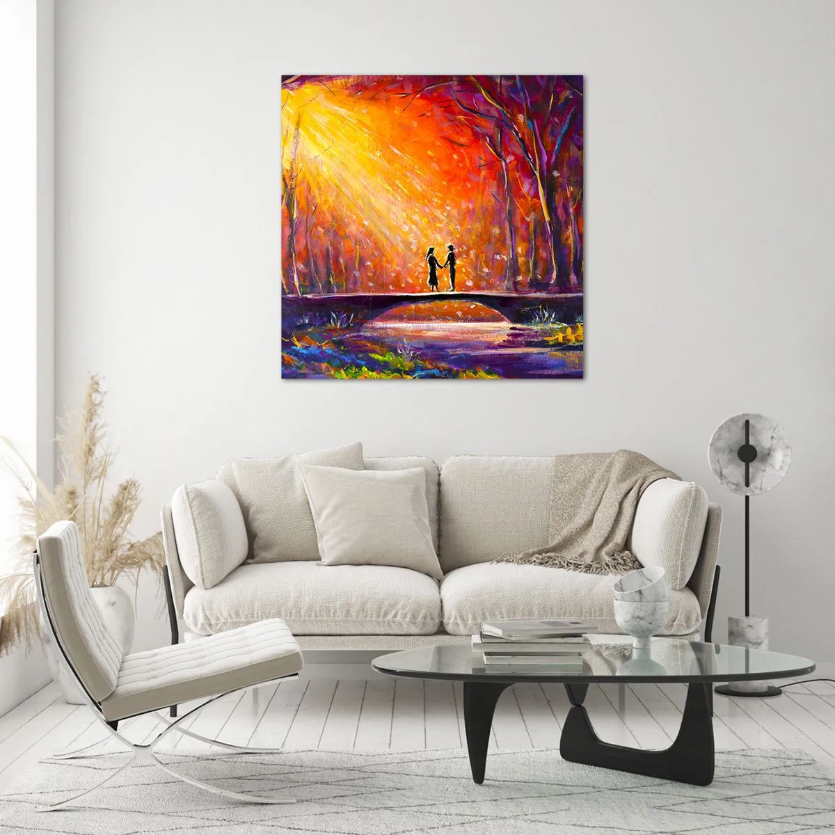 Quadro em vidro - O céu também os ama - 70x70 cm