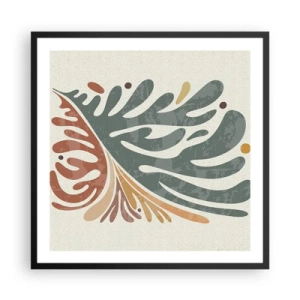 Pôster com moldura preta - Folha multicolorida - 60x60 cm