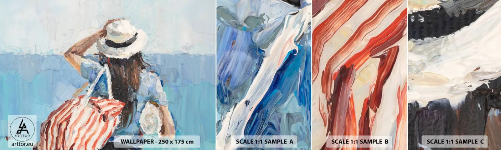 Amostra de Papel de Parede Standard Eco - Bem-vindo às suas férias - Praia, Mulher, Náutico - 100x30 cm