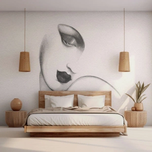 Papel de Parede Autocolante Deluxe Sticker - No estilo de Łempicka - Retrato de uma mulher, Rosto de Mulher, Pedaço - 400x280 cm