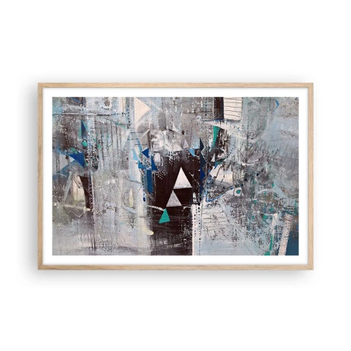 Pôster com moldura de carvalho claro - A ordem superior dos triângulos - 91x61 cm