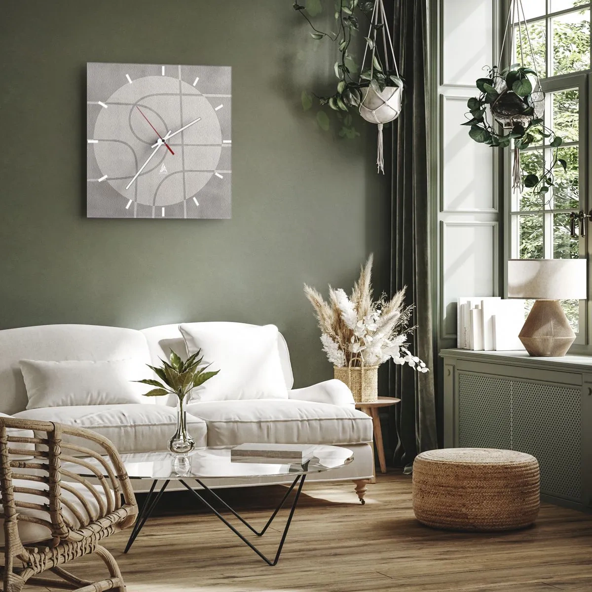 Relógio de parede - Relógio em vidro - Circular e direto - 30x30 cm