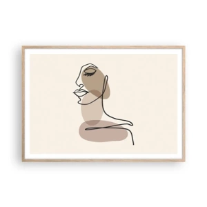 Pôster com moldura de carvalho claro - Uma certa linha de beleza - 100x70 cm