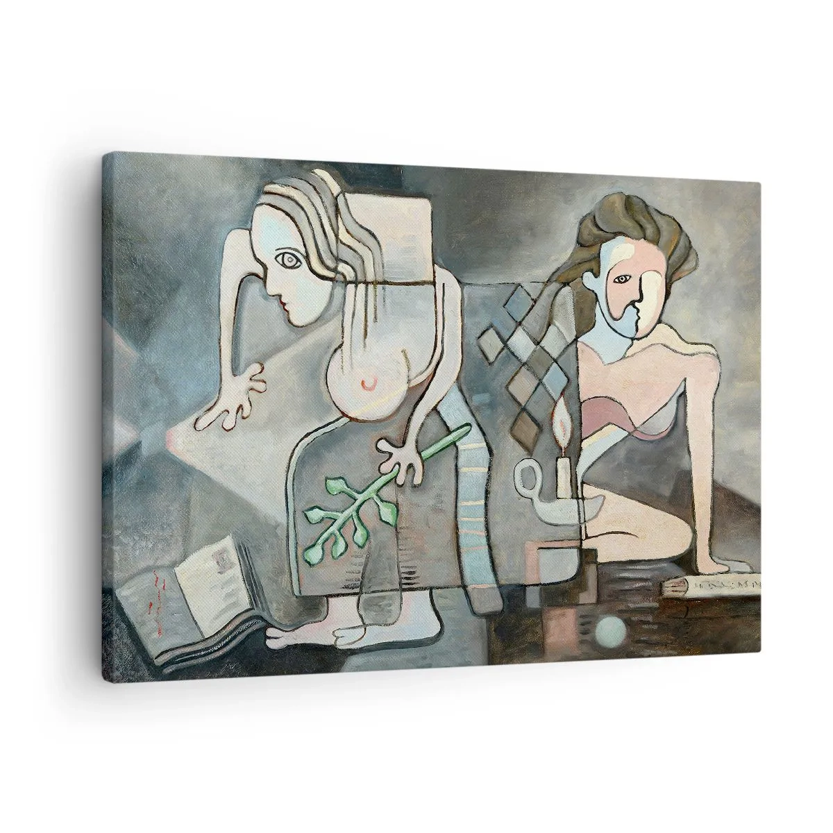 Quadro em tela - Figuras abstratas em uma composição simbólica com profundo significado - 70x50cm - Mosaico de alma e matéria - Decoração de parede moderna para a sala de estar e quarto ARTTOR