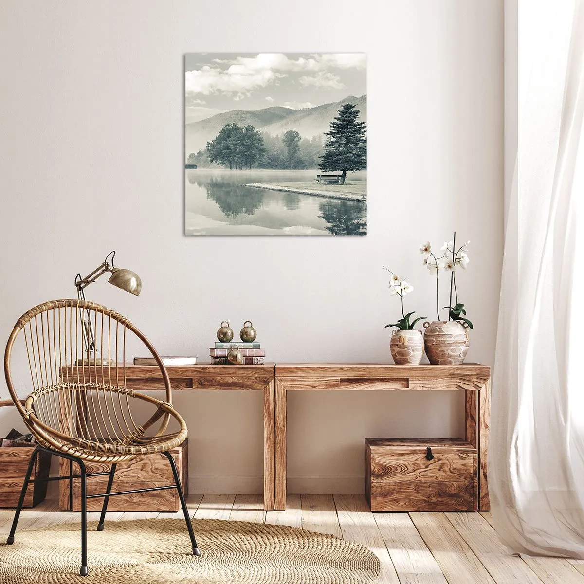 Quadro em tela - O lago ainda está a dormir - 70x70 cm