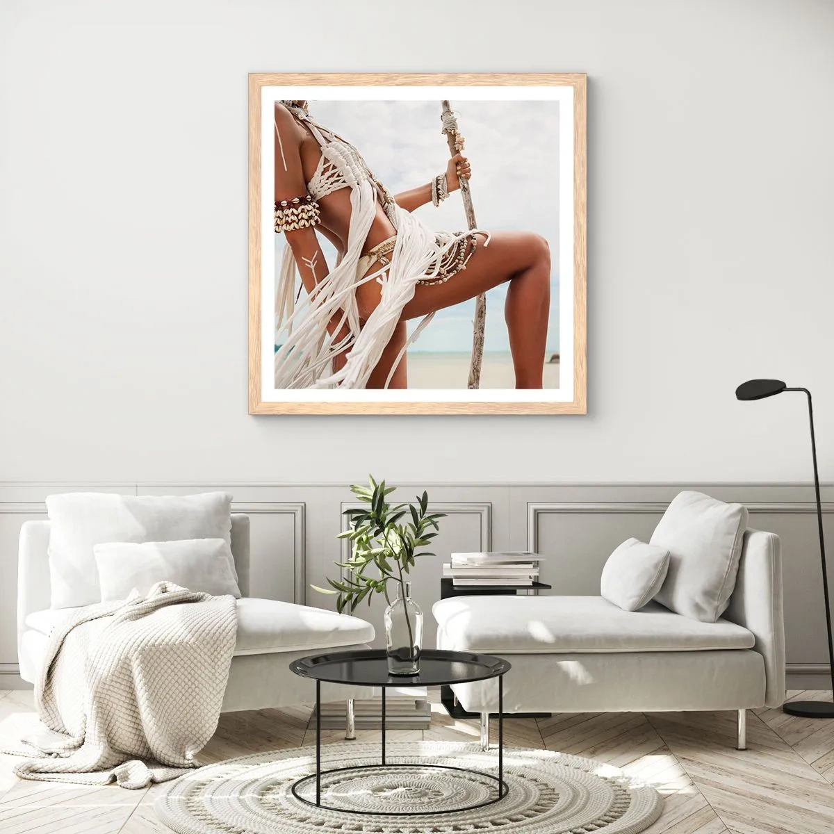 Pôster com moldura de carvalho claro - Sacerdotisa do Sol - 30x30 cm