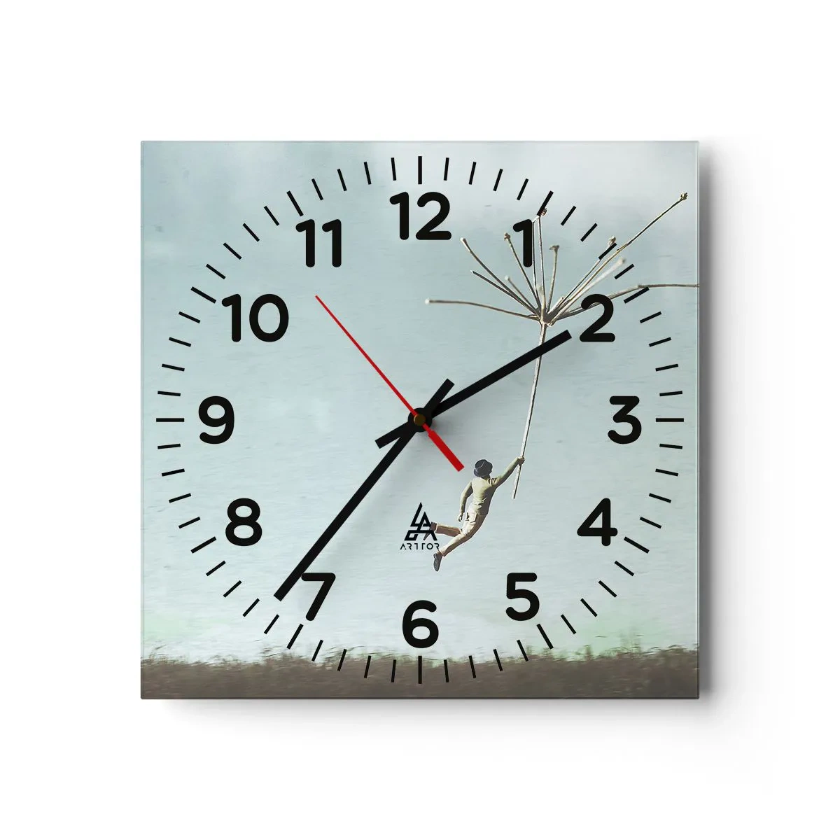 Relógio de parede - Relógio em vidro - Papagaios, balões, vento - 30x30 cm