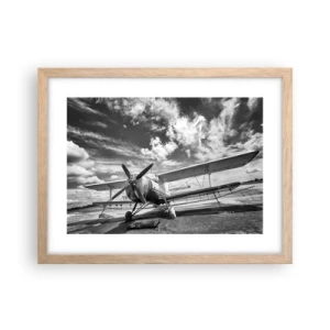 Pôster com moldura de carvalho claro - Mal posso esperar! - 40x30 cm