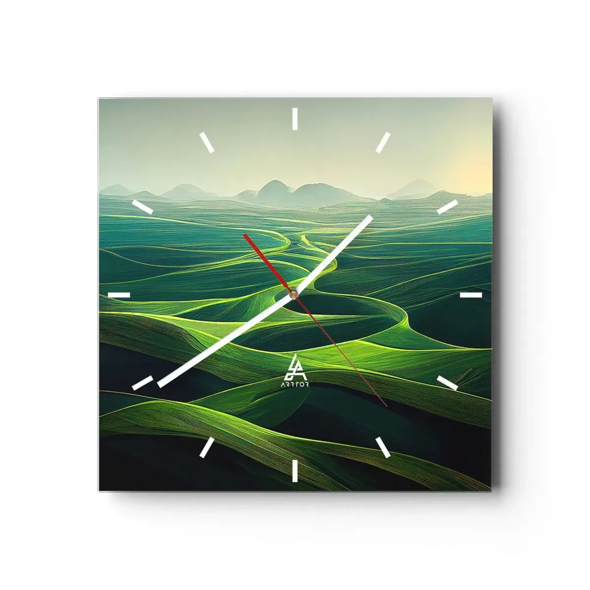 Relógio de parede - Relógio em vidro - Nos vales verdes - 30x30 cm