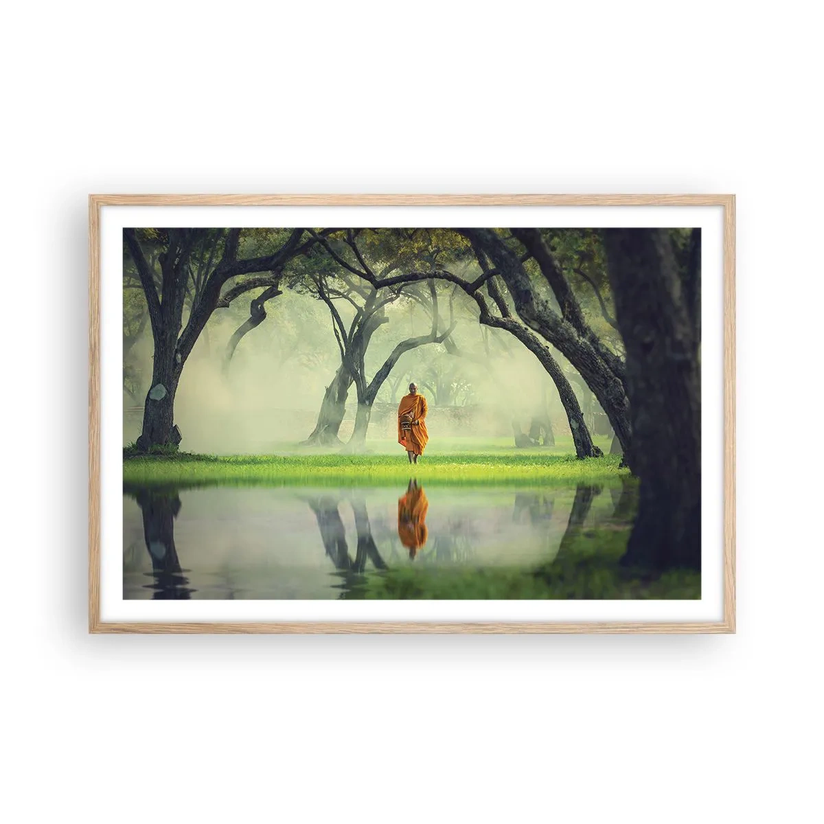 Pôster com moldura de carvalho claro - A caminho da iluminação - 91x61 cm