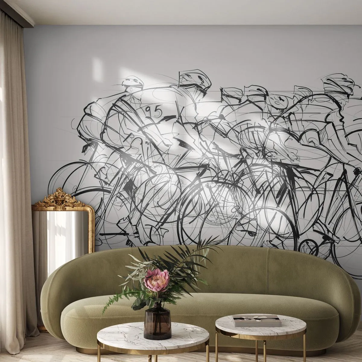 Papel de Parede Premium Canvas - Juntos como uma equipa - Gráficos, Bicicleta, Esporte - 350x256 cm