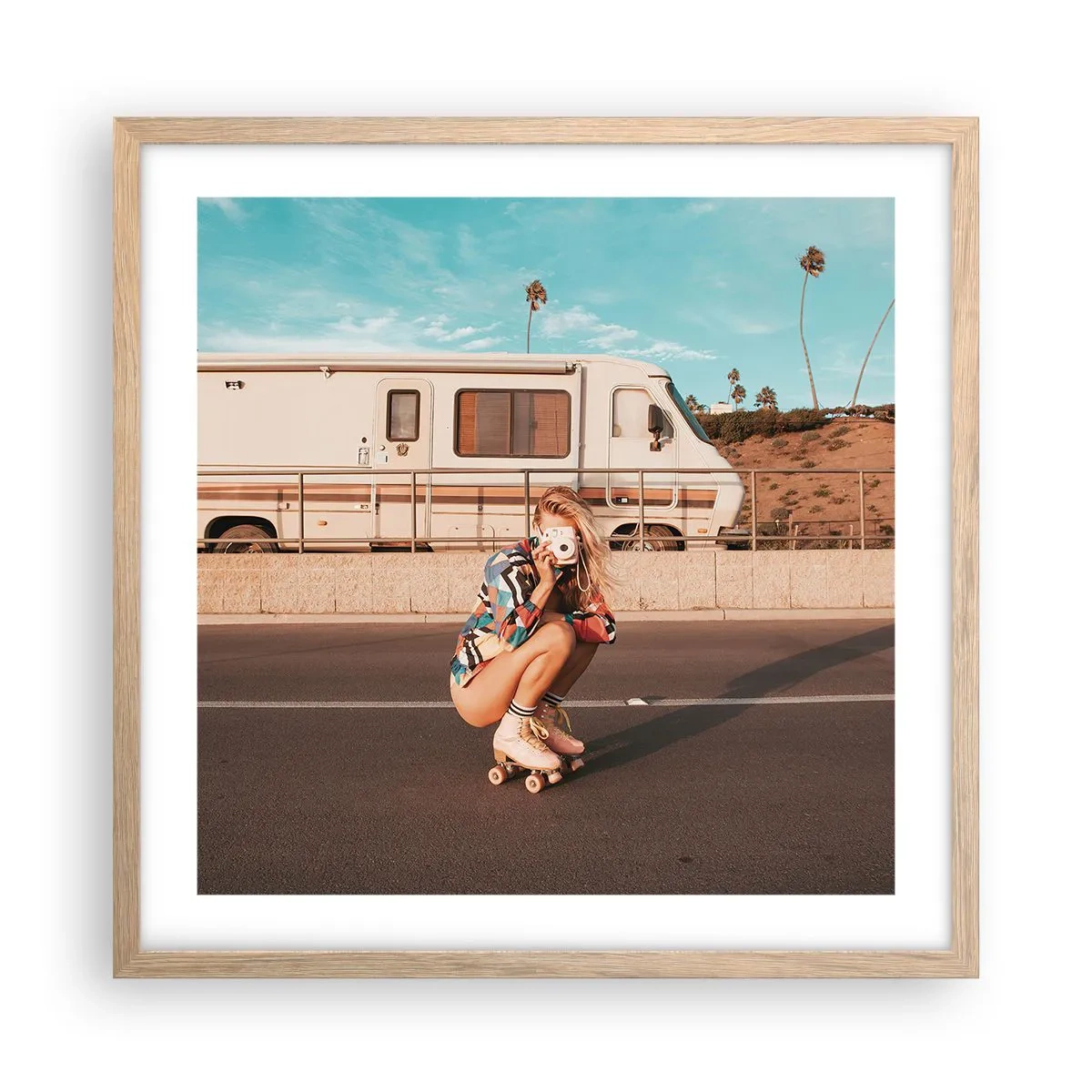 Pôster com moldura de carvalho claro - Sorria, por favor! - 50x50 cm