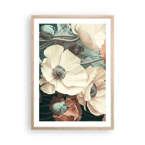 Pôster com moldura de carvalho claro - O sussurro das papoulas - 50x70 cm