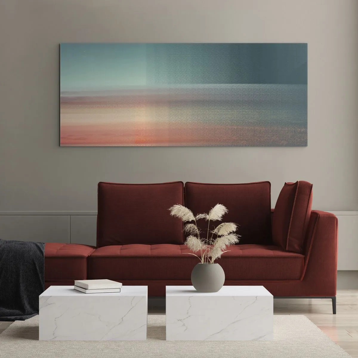 Quadro em vidro - Resumo: ondas de luz - 100x40 cm