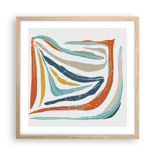 Pôster com moldura de carvalho claro - Abstração com um sorriso amigável - 50x50 cm