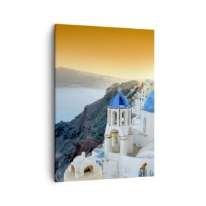 Quadro em tela - Santorini - abraçada às rochas - 50x70 cm