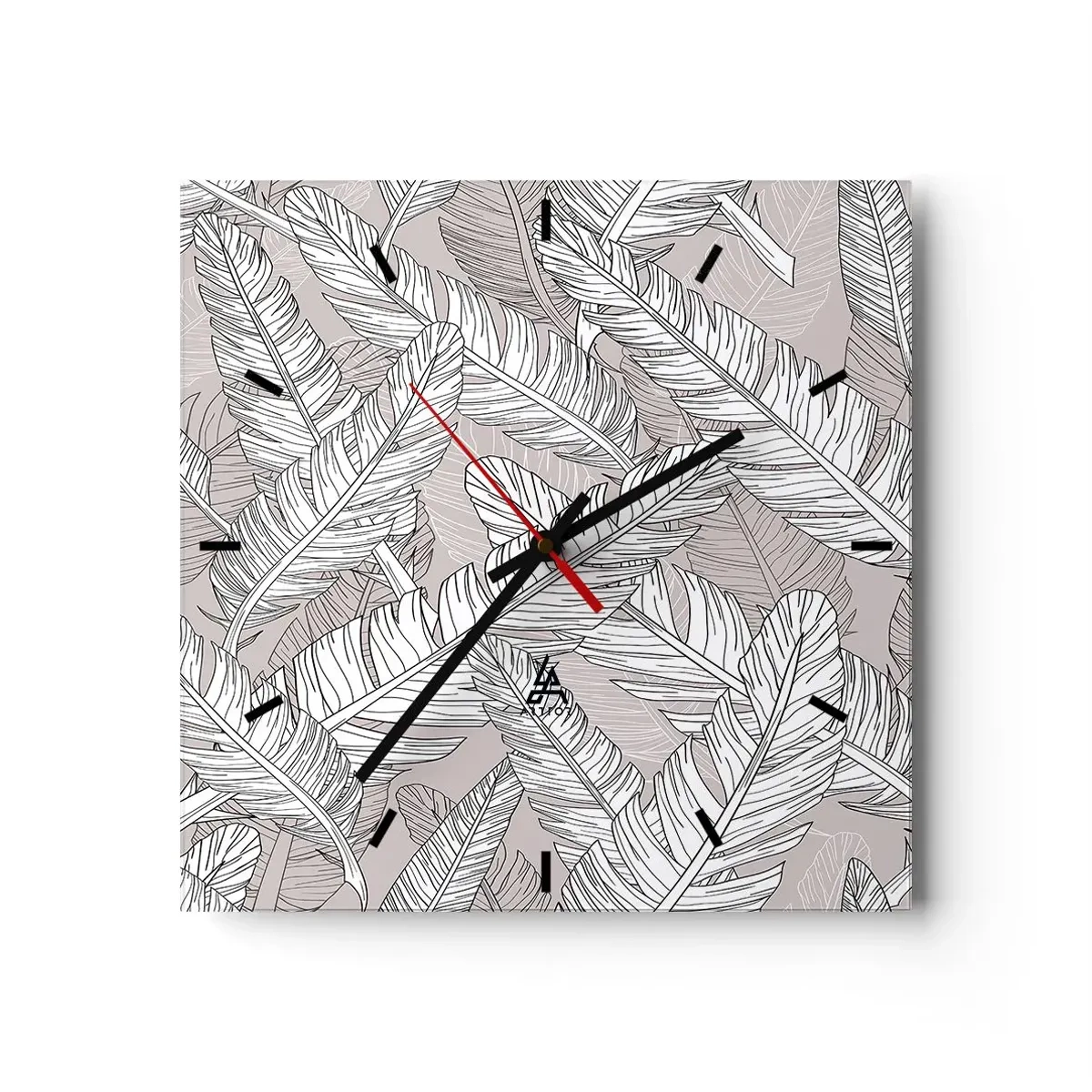 Relógio de parede - Relógio em vidro - Turbilhão de penas - 30x30 cm