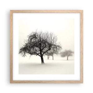 Pôster com moldura de carvalho claro - Sono de inverno - 40x40 cm